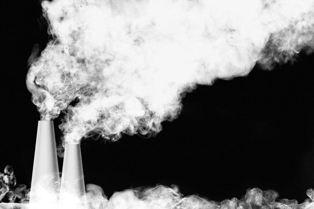 Industrial smoke from coal-fired power plant - abstract image