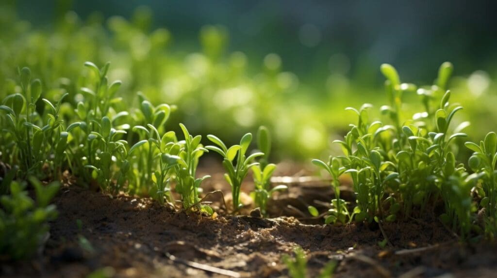 Image: Growing organic and ecological plants fields background