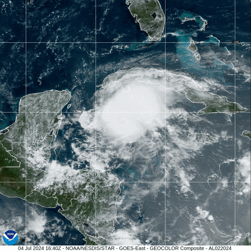 Satellite image of Hurricane Beryl July 2024