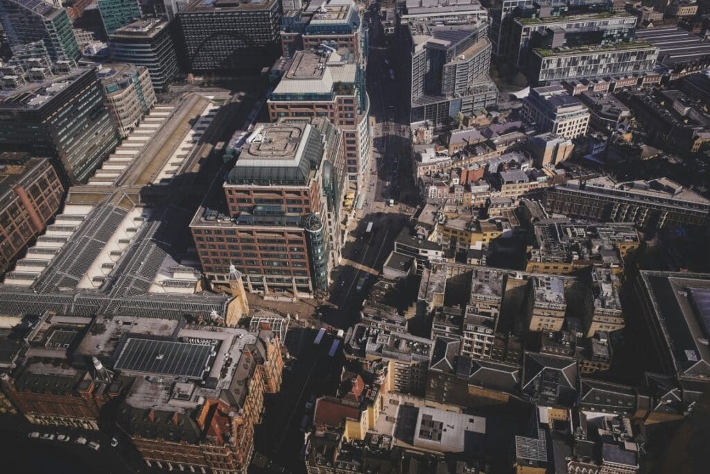 Image: Bird's eye photography of building structures