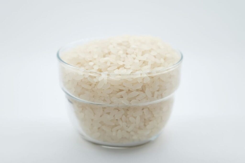 Image: a glass bowl filled with rice