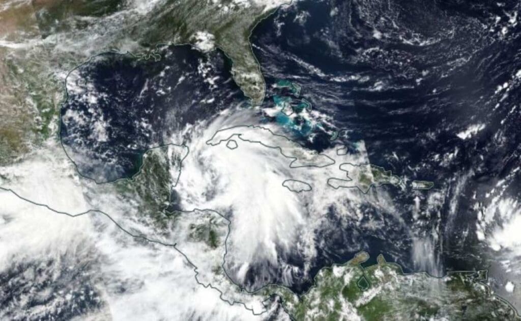 True color imagery of Tropical Storm Helene on Sept. 24, 2024