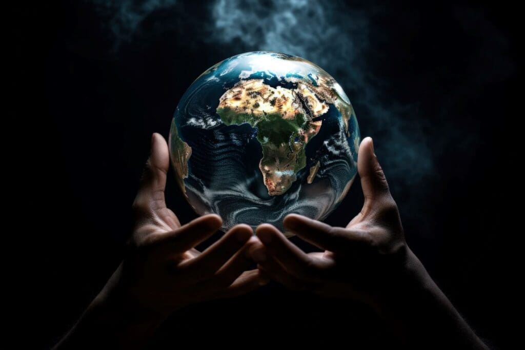 Image: Hands holding planet Earth (AI Gen.)