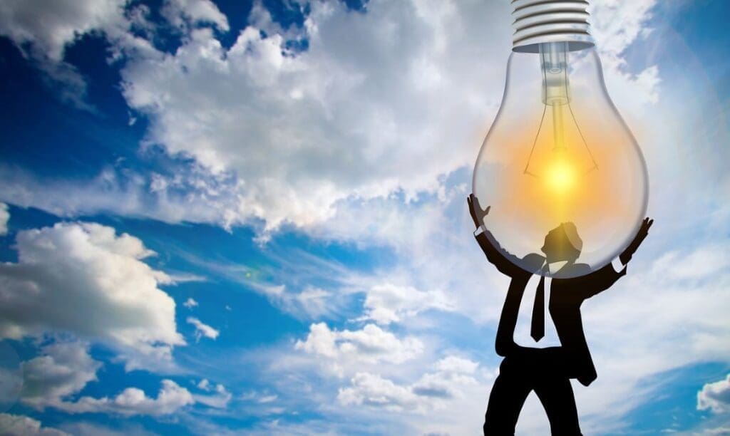 Image: Person, Pear, Lightbulb