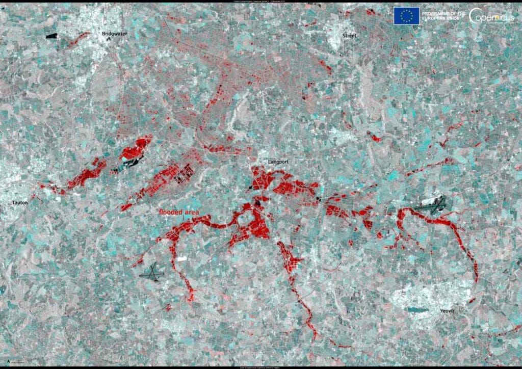 Satellite Image:: Floods, UK (s. climate change effects)