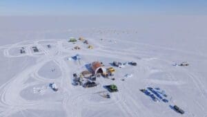 Home An aerial view of the Antarctic drilling site in the 2023-2024 season