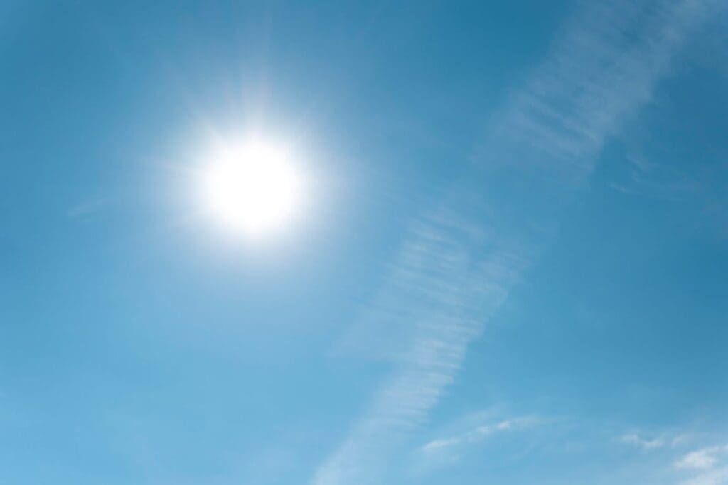 The Sun on a blue sky (s. heatwaves)