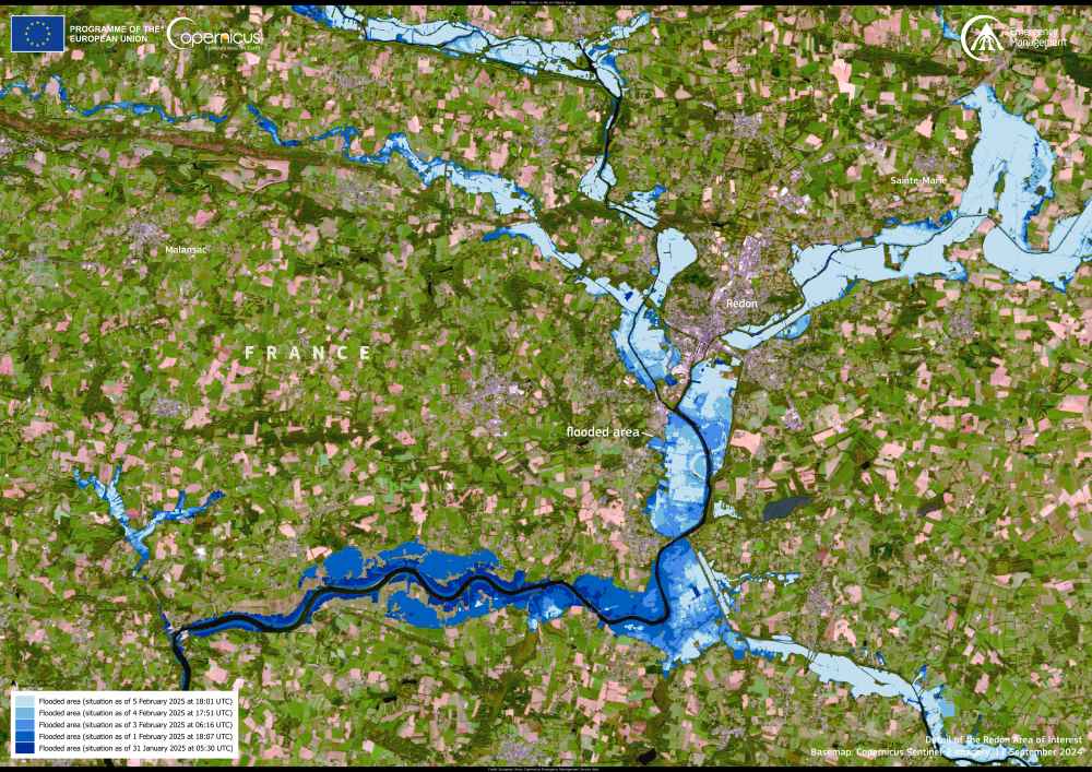 Satelite imagery: Flood, Redon, France
