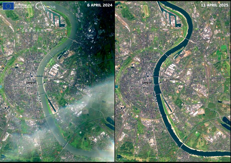 Satellite Images: Rhine River in Cologne, Germany