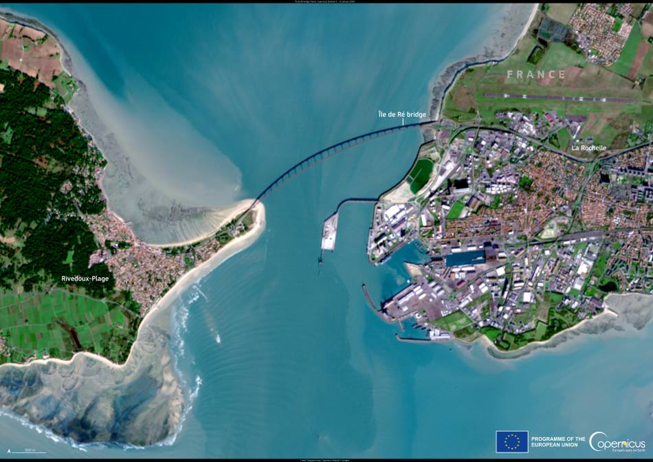 Satellite Image: The Île de Ré Bridge, France