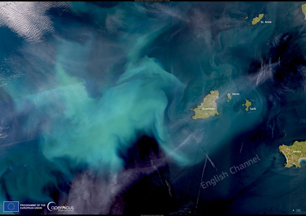 Satellite Image: Island of Guernsey, The English Channel