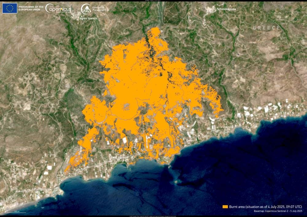 Satellite Image: Crete, Greece (s. wildfire)