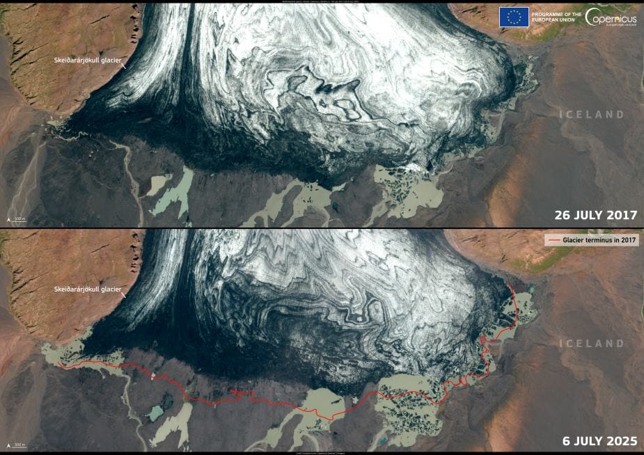Satellite Images: The Skeiðarárjökull glacier, Iceland