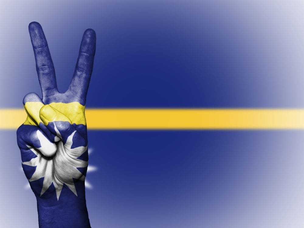 Image: Nauru flag, peace sign
