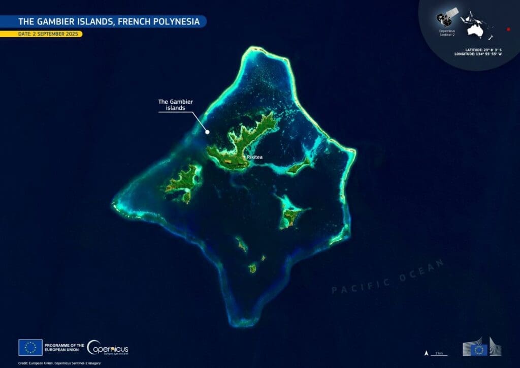 Satellite Image: The Gambier Islands, French Polynesia