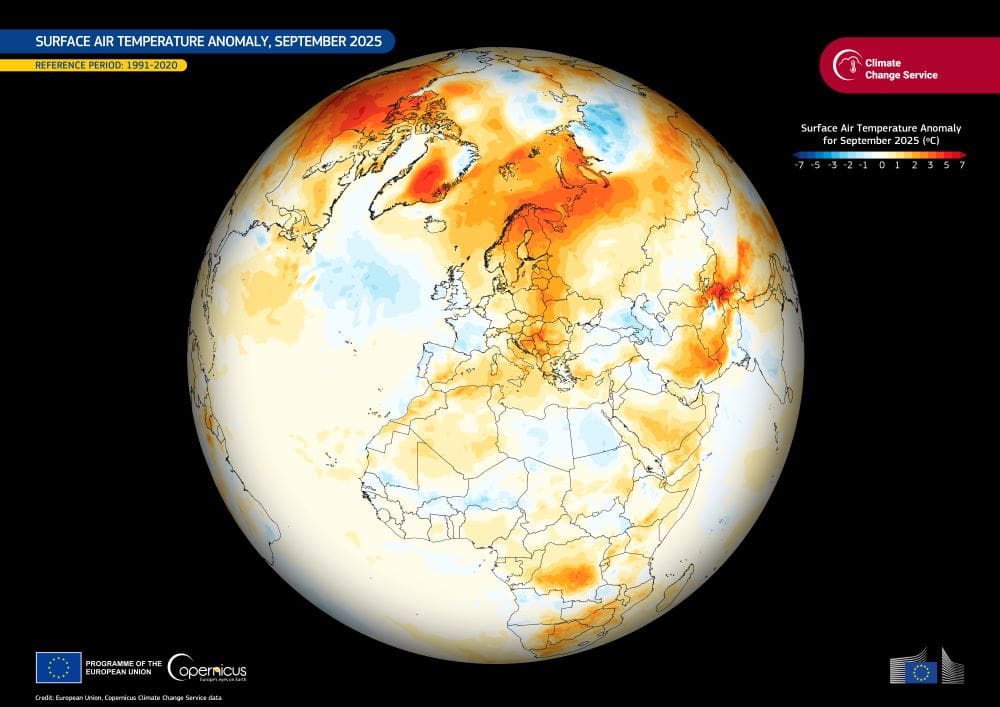 Image: September 2025 was the third-warmest September on record globally