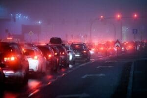 Home Image: Smog and heavy traffic at night, EU