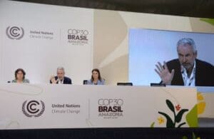 Home Image: COP30 President André Corrêa do Lago, COP30 CEO Ana Toni and Liliam Chagas, Director for Climate at the Ministry of Foreign Affairs, attend a press conference during the 30th Conference of the Parties (COP30)