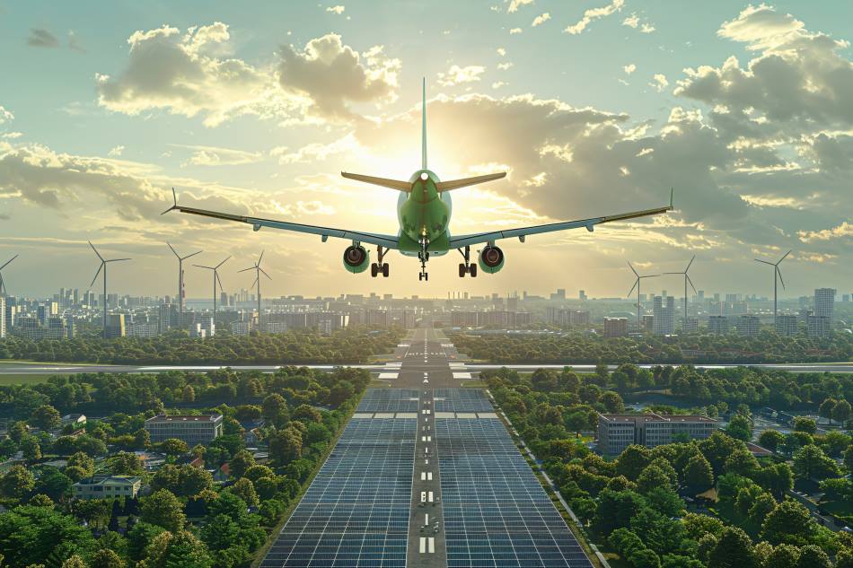Image: Green plane in ecofriendly environment