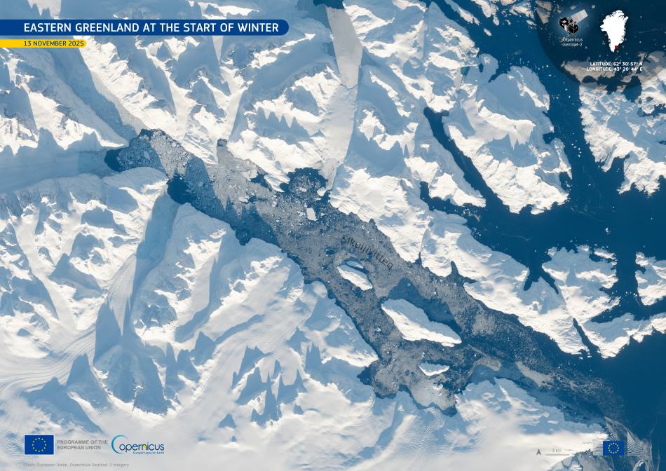 Image of the day: Winter shadows along eastern Greenland