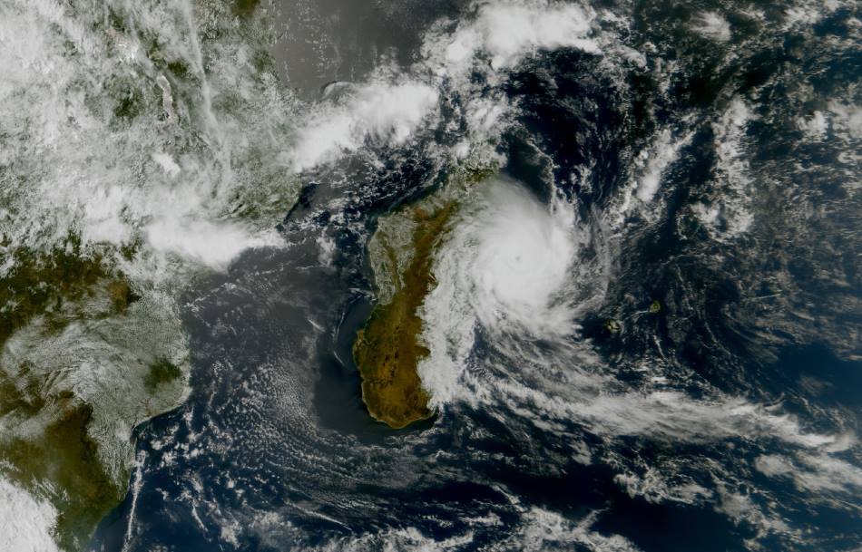 Satellite Image: Cyclone Gezani formed in the Indian Ocean and made landfall on the east coast of Madagascar hitting the island’s main port, Toamasina on Tuesday 10 February