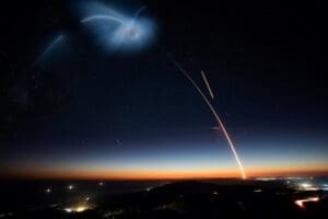 Home Image: SpaceX Falcon 9 rocket during the SAOCOM-1A mission night launch (2018)