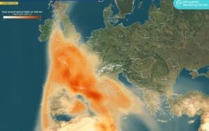 Home Image: CAMS visualisation of Saharan dust across Europe (early Marcg 2026)