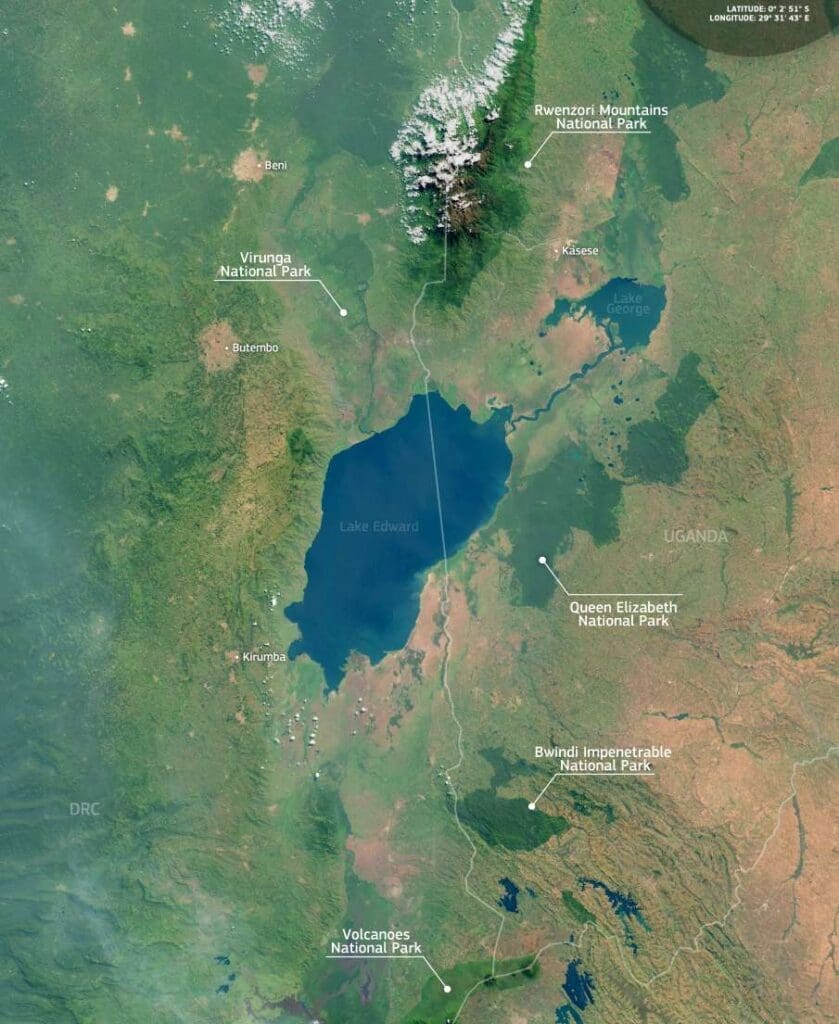 Satellite Image: The Greater Virunga Landscape, Africa