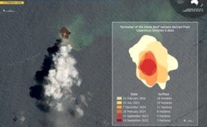 Home Satellite Image: Home Reef volcano, Tonga (15 February 2026) and data visualisation