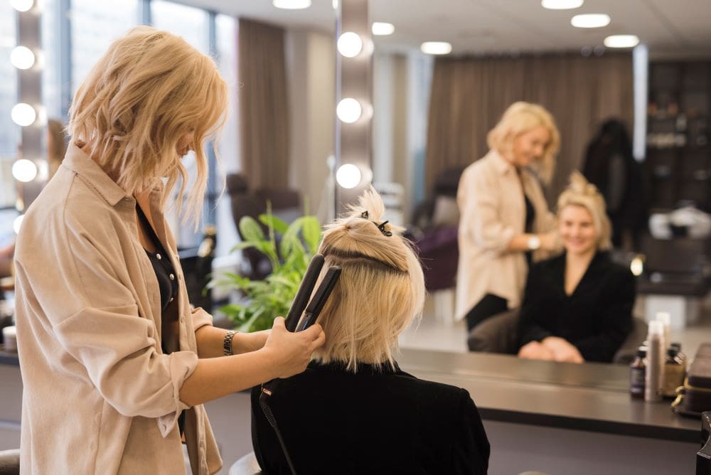 Home Image: Blonde girl getting her hair done