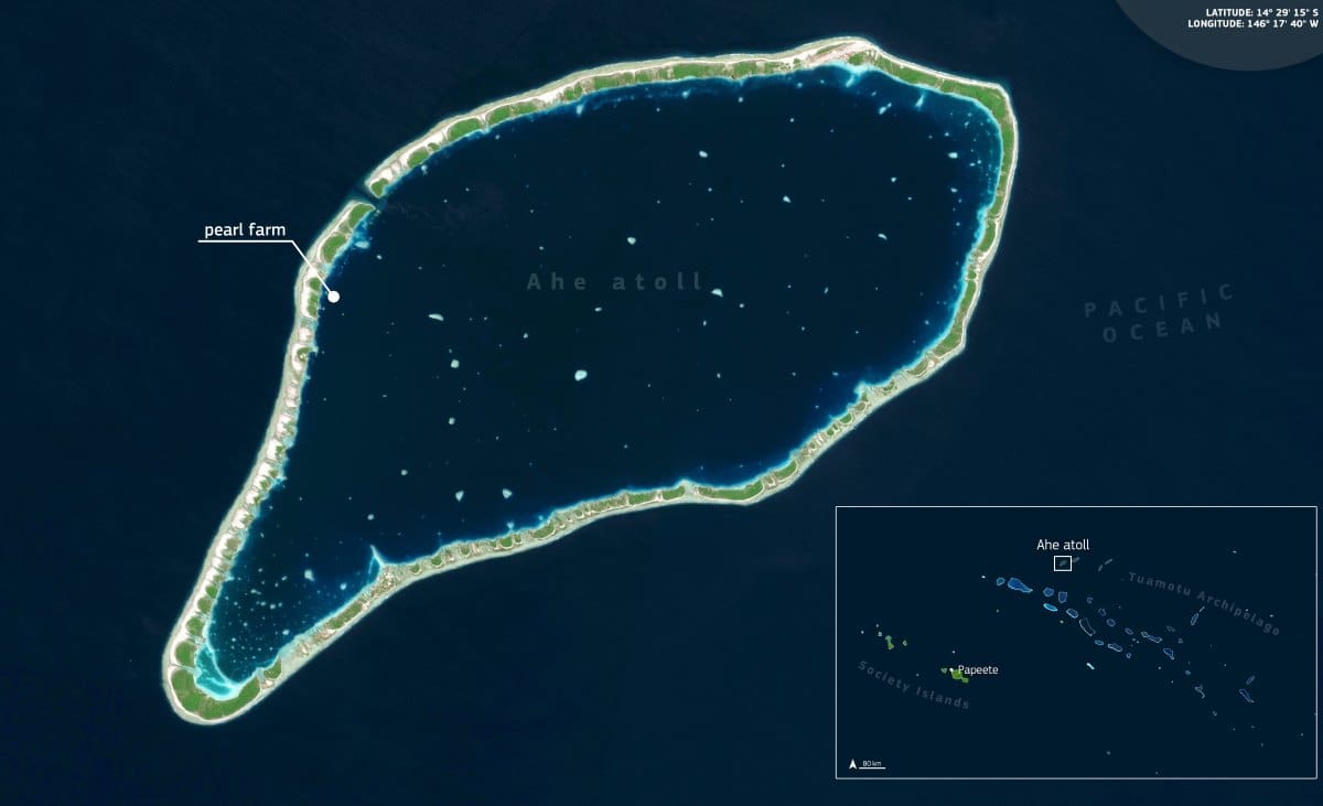 Image of the day: Pearl farming patterns in Ahe Atoll lagoon