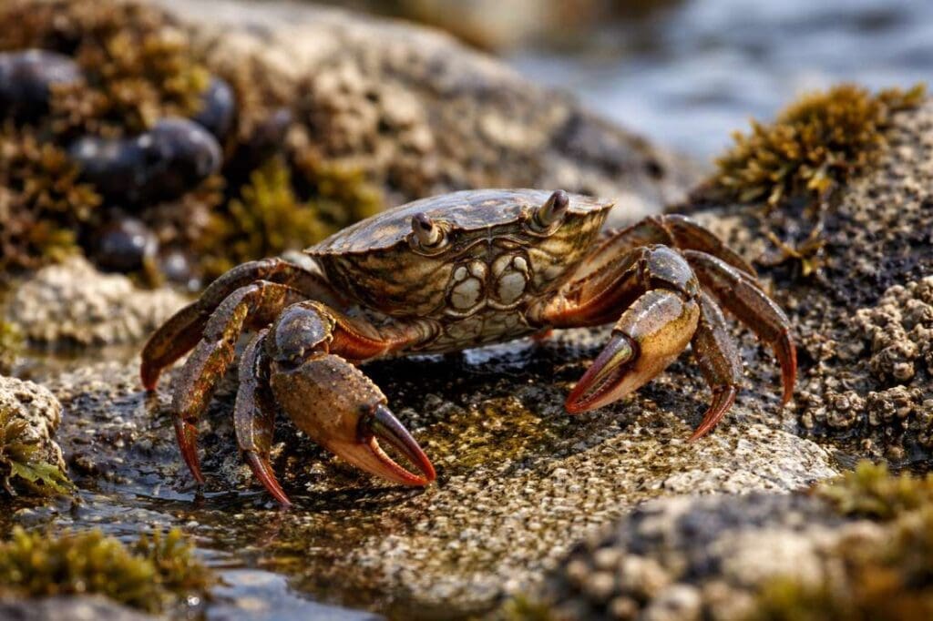 Home Image: Shore crab in an intertidal habitat, part of the parasite life cycle examined in the study
