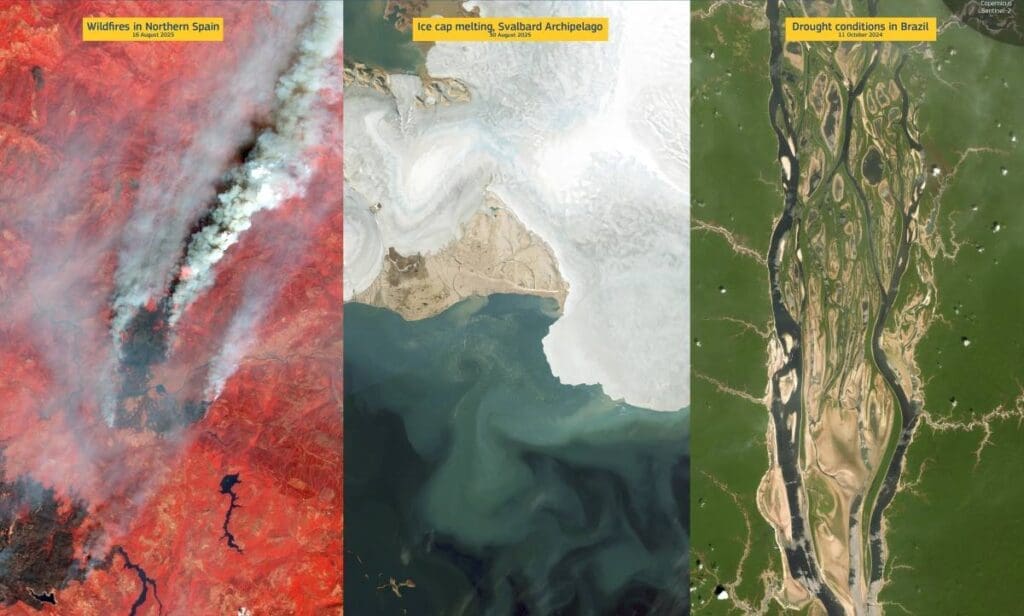 Satellite Images: Brazil, Spain and Svalbard Archipelago (s. a changing planet through the lens of satellites)
