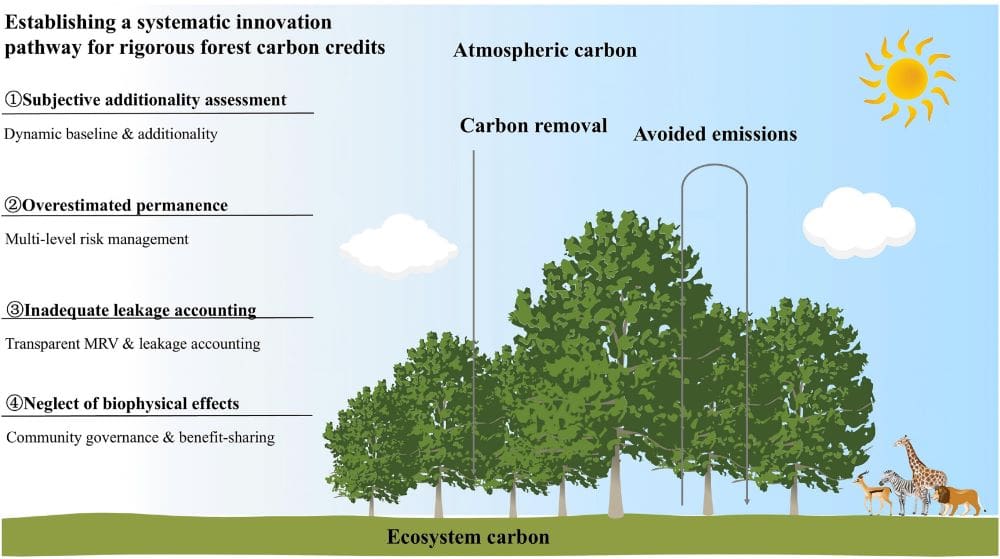 Home Image: Schematic diagram of the climate mitigation effectiveness of forests - 'Restoring Trust: Rebuilding the Forest Carbon Credit System Through Scientific Rigor'