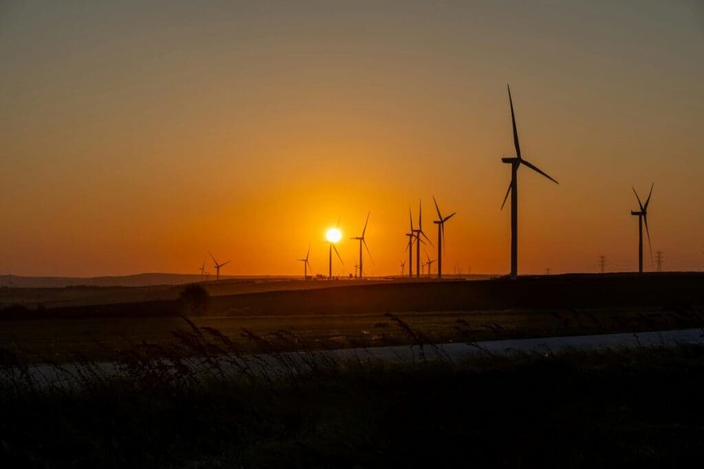 Image: Beautiful sunset over a wind farm in Silivri, İstanbul