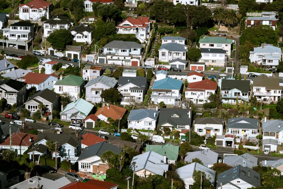 Image: Aerial view showcasing vibrant suburban housing in Wellington, New Zealand