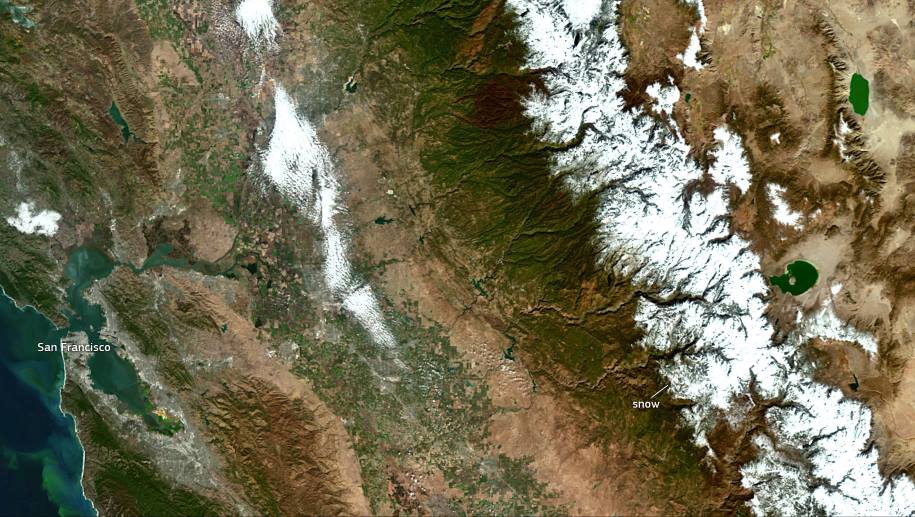 Home Satellite Image: Sierra Nevada mountains in California, USA (28 October 2021)
